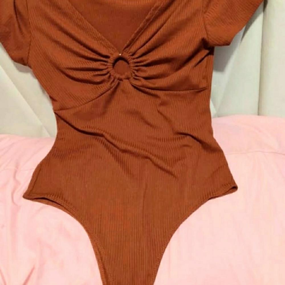 Rue21 Rusty Orange/Red One-Piece with Front Ring Detail. (M)